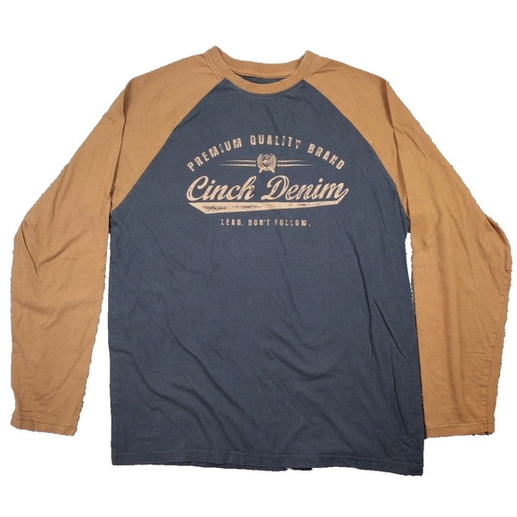 Cinch Men's XL Brown Black Lead Don't Follow Long Sleeve Henley Style Shirt - Picture 1 of 14